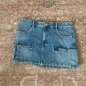 Zara Blue Denim Mini Skirt with Pockets